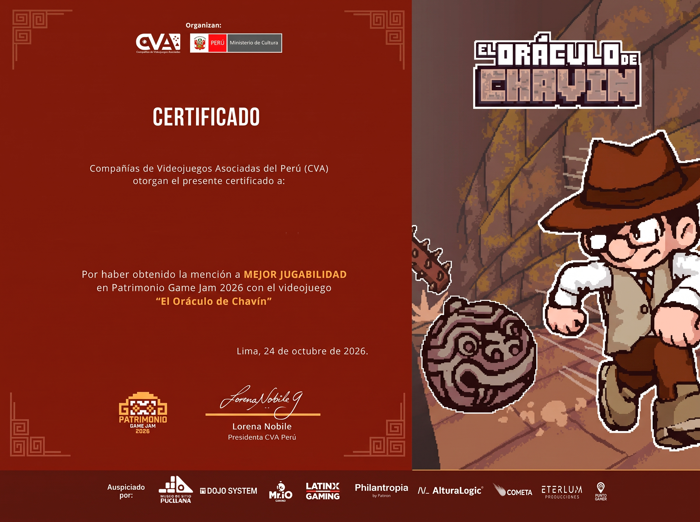 Diploma Mención a Mejor Jugabilidad